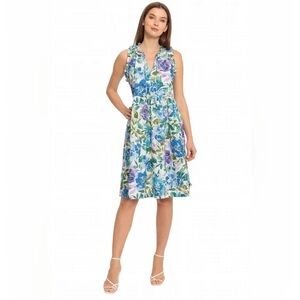 Maggy London Kayla Poplin Floral Trapeze Midi Dress Size 2